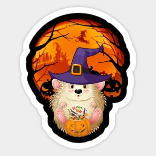 Porcupine pumpkin witch Sticker